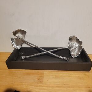 Michael Aram Silver Ginkgo Leaf Serving Set